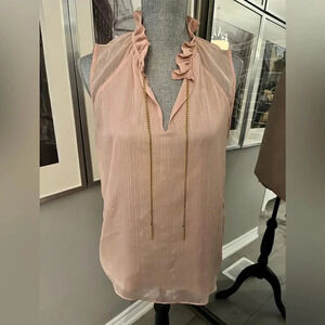 MICHAEL KORS Pink Sleeveless Blouse Gold Chain Detail, Size S